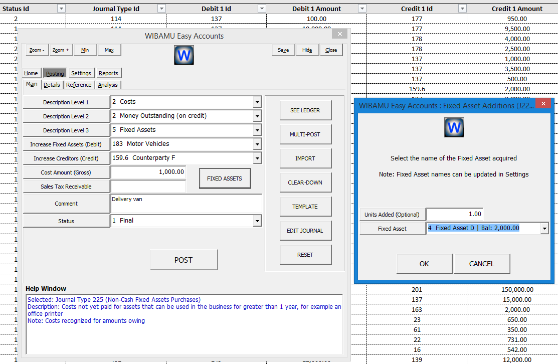 WIBAMU - Posting, Fixed Assets